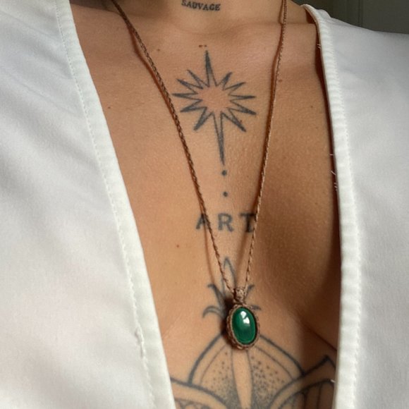 Collier ajustable artisanl - malachite - Picture 2 of 6